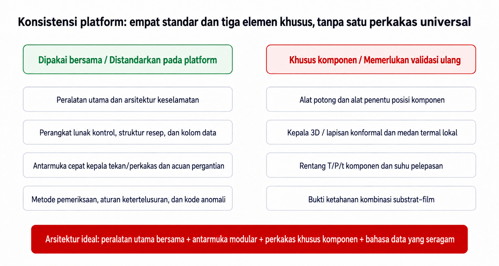 Arsitektur platform berbagi peralatan inti sambil tetap mempertahankan perangkat khusus bagian